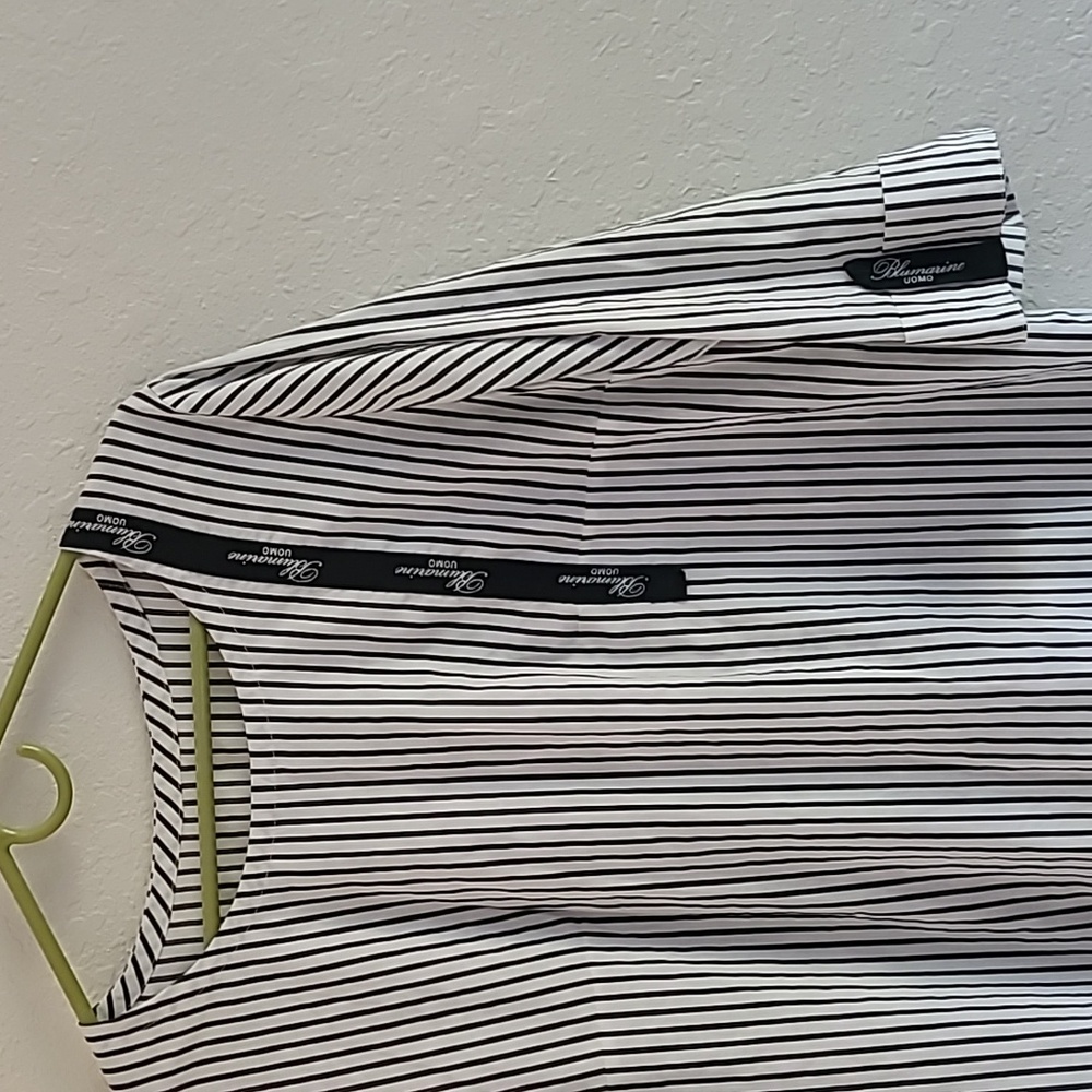 Blumarine Uomo Night Shirt Black & White Striped 100% Cotton. Preppy Unisex.